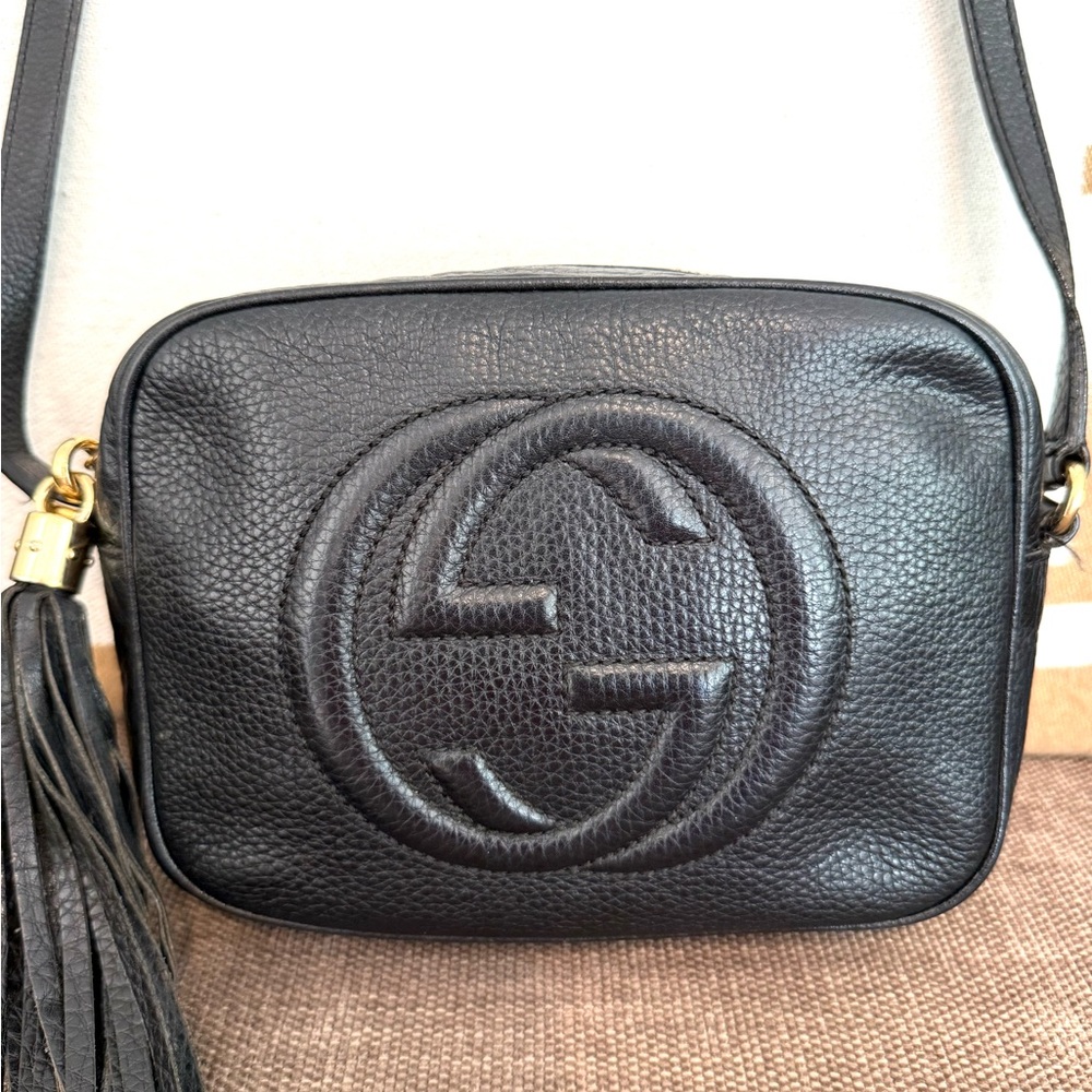 Gucci authentic disco soho crossbody bag black leather small size tassels - Picture 4 of 16